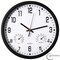 Clockswise Non-Ticking Quartz Wall Clock with Thermometer & Hygrometer - Battery Operated Plastic Analog Clock for Temperature & Humidity Monitoring - Ideal for Home, Office or School, Black